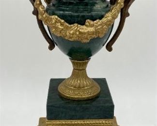 Antique Brevettato brass and marble Louis XVI candelabra set (2)