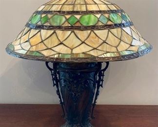 Cast bronze stained glass lamp