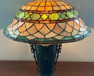 Cast bronze stained glass lamp