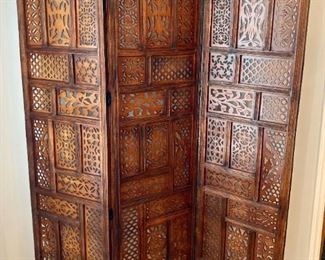 Vintage hand carved wooden screen