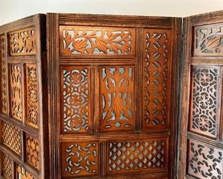 Vintage hand carved wooden screen