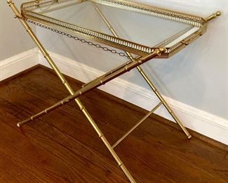 Vintage Italian brass glass top tray and stand