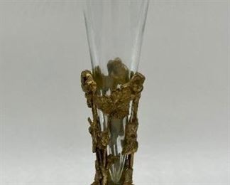 Vintage brass and glass vase