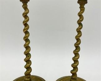 Vintage brass spiral candlesticks 