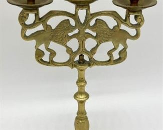 Vintage brass lion candelabra 