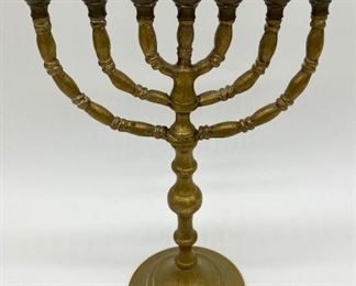 Seven branch brass menorah