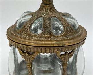 Vintage brass and glass canister with lid