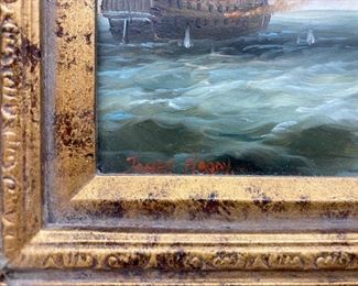 Signed Janes Haddy ships at sea painting