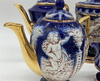 Vintage Norleans Italian teapots, urn, creamer and sugar