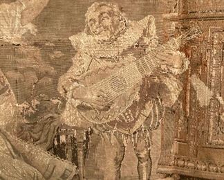 Antique Victorian tapestry wall panel