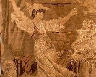 Antique Victorian tapestry wall panel