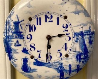 Antique German blue and white pendulum clock