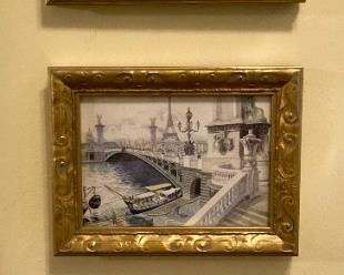 Golden framed landmark prints