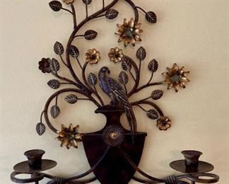 Metal floral wall sconce