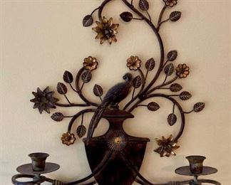 Metal floral wall sconce