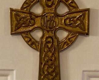 Large brass Celtic cross