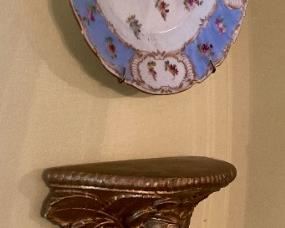 Dresden (Germany) blue, white and gold plates and Hollywood Regency sconces