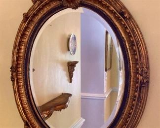 Vintage Hollywood Regency oval mirror