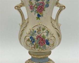 Vintage porcelain floral two-handled urn