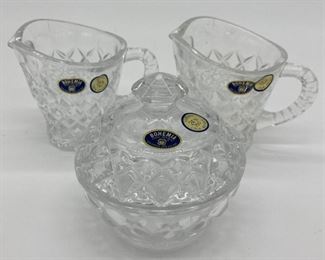 Bohemia crystal sugar bowl with lid and creamer pitchers
