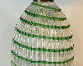 Vintage cast brass and art glass lamp