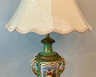 Vintage brass and porcelain Victorian lamp
