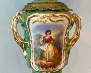 Vintage brass and porcelain Victorian lamp