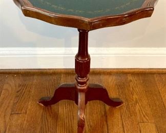Vintage leather top pedestal table