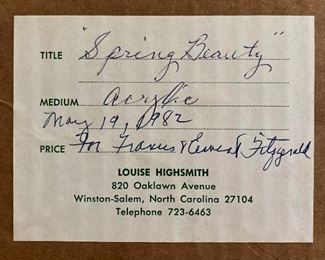 Signed Louise Highsmith "Spring Beauty" painting