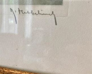 Signed and numbered watercolor castle