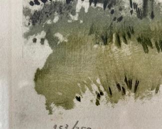 Signed and numbered watercolor castle