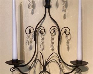 Metal and crystal wall candelabra 