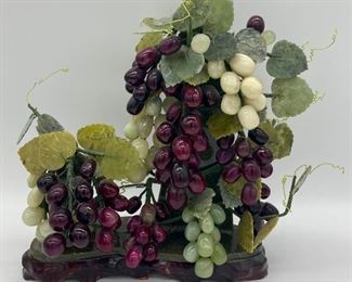 Mid century jade and alabaster grape tree sculpture