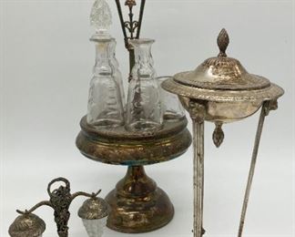 Various brass and silver-plated items