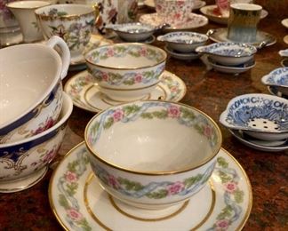 Several coffee, tea and demitasse sets, including Historic Royal Palaces "Fleur de Lis", Grace's Teaware 