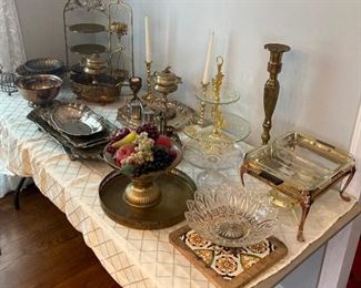 Various brass and silver-plated items