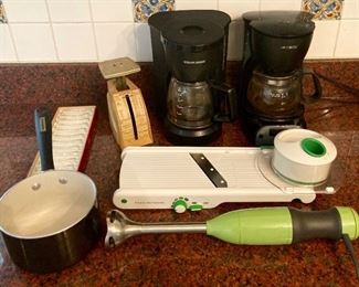Kitchen small appliances including slicers, mixers, coffee brewers