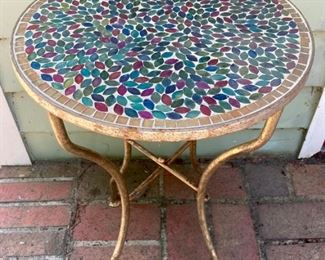Brass mosaic top outdoor table
