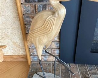 tall-3 foot heron schlpture