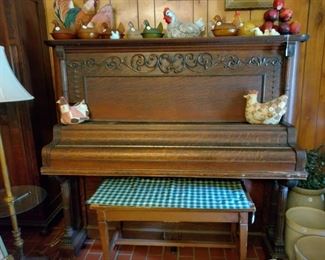 Antique Schumann Cabinet Grand Upright Piano