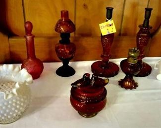 Ruby Red Glassware
Hobnail milk glass