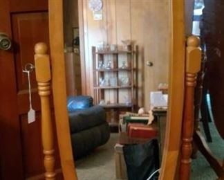 Wood framed floor mirror