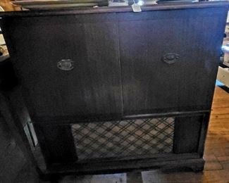 Old Airline floor Radio with pull out record player