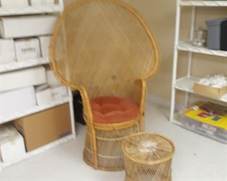 Papasan  chair and ottoman 