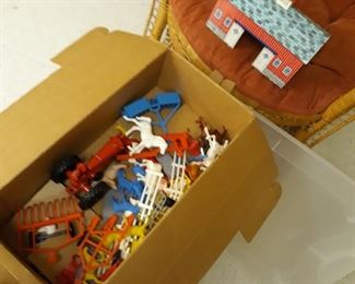 Vintage tin toy farm set.