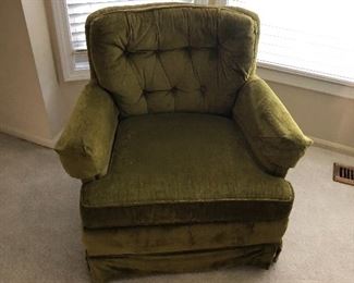 Green velvet chairs in beautiful condition