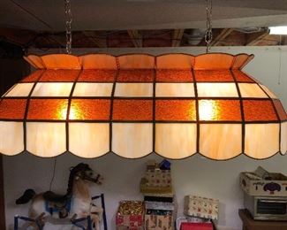Stained glass pool table lamp. Tiffany like glass.