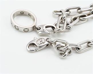 Clasp on the Cartier bracelet and the Cartier Love Ring Charm-all 18k White Gold