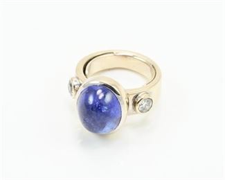 18k White Gold, 10ct Tanzanite & .5tcw Diamond Ring.  We even have the COA. Stunning!