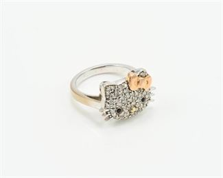 18k White Gold, Diamonds Hello Kitty Ring